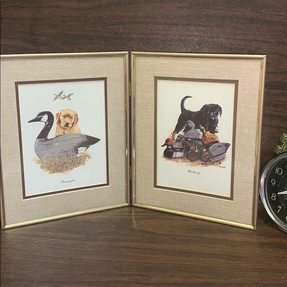 Double framed hunting art yellow Black Labrador - Picture 4 of 12